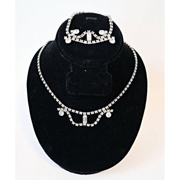 Vintage Rhinestone Necklace & Bracelet 1960's - Picture 1 of 5